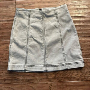 Free People Modern Femme Light Pale Gray Fitted Denim Mini  Size 0
